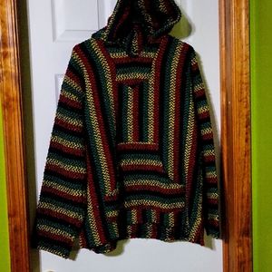 Rasta color rug hoodie L